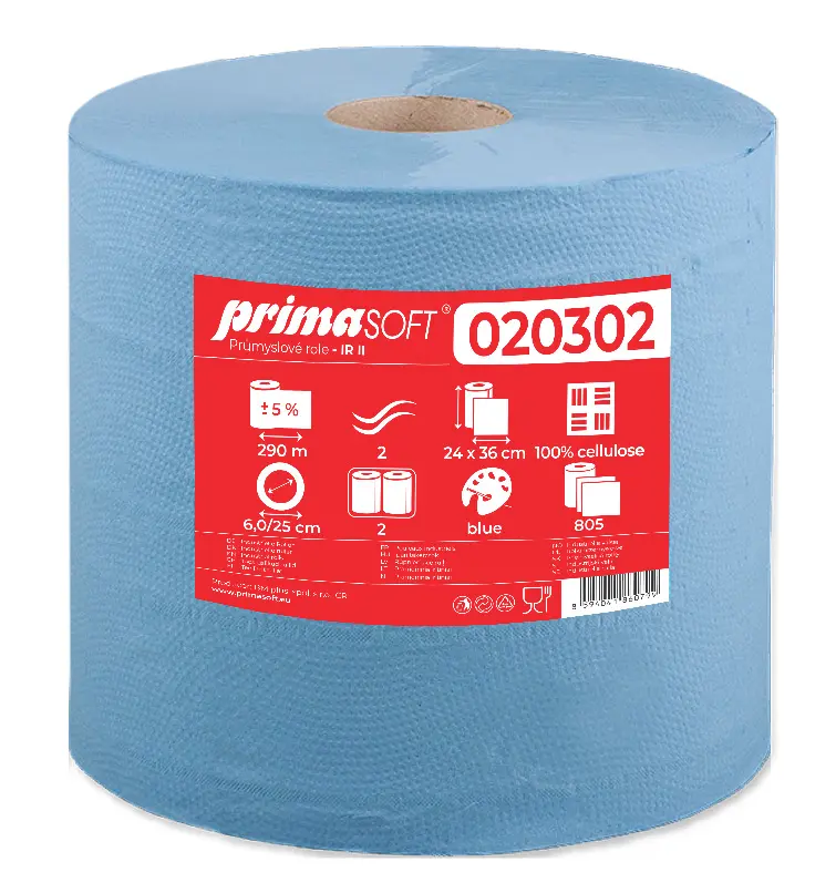 9 – Industrierolle IR II primaSoft, 290 m, 2-lagig, ganzlagig, blau, Ø 25 cm